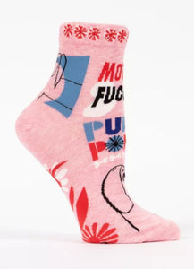 Mother Fucking Puppy Women's Ankle Novelty Blue Q Socks