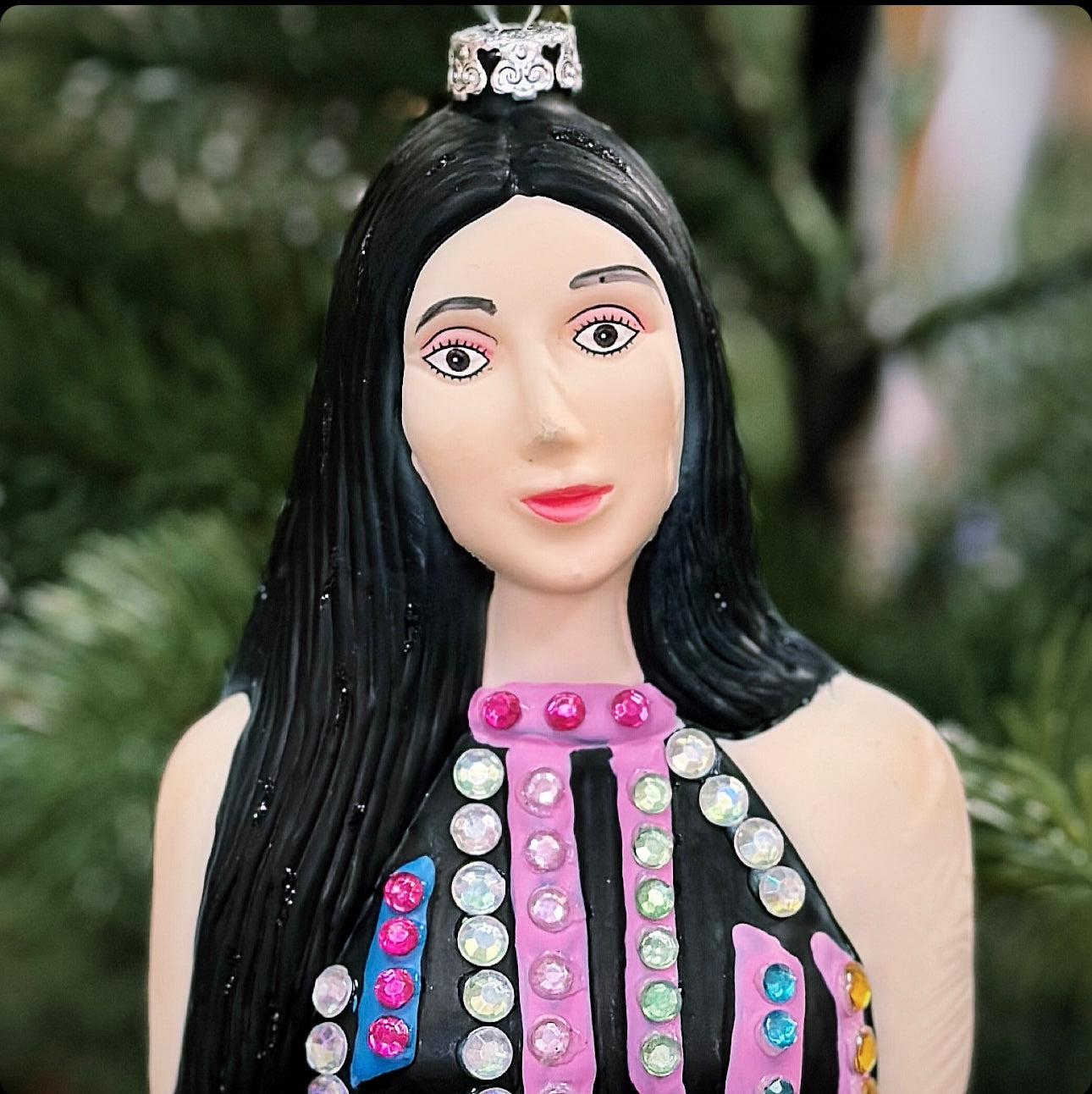 Cher Glass Holiday Ornament