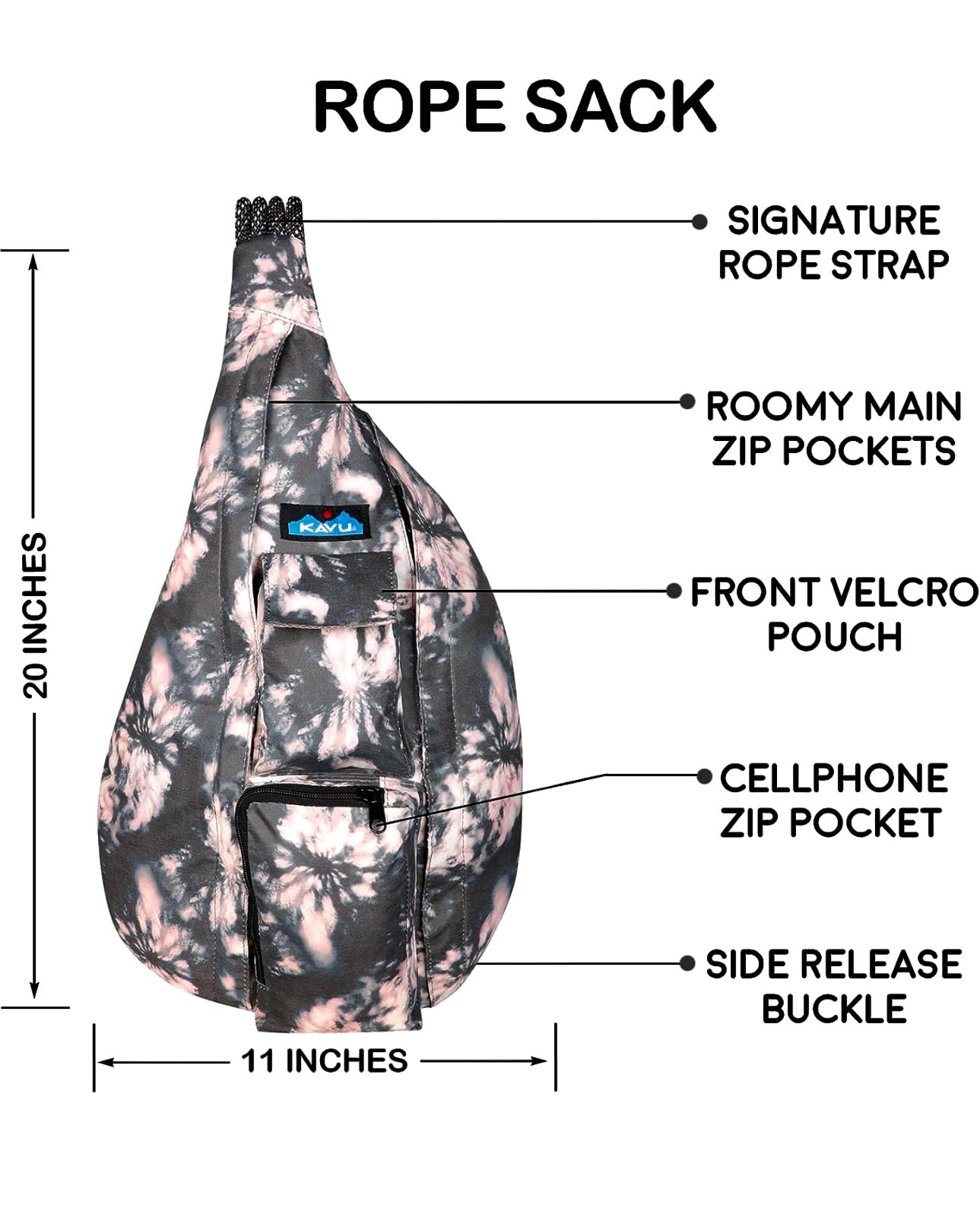 Kavu Rope Sack High Rise Tie Dye Cross Body Bag