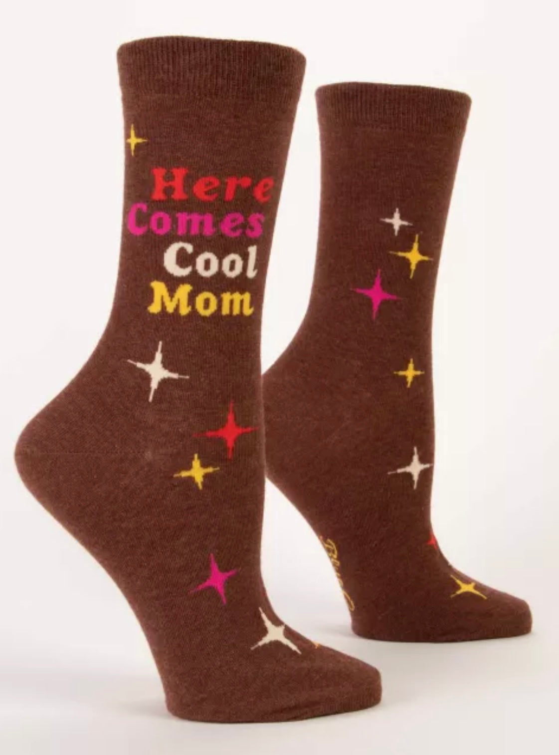 Here Comes Cool Mom Women's Crew Novelty Blue Q Socks