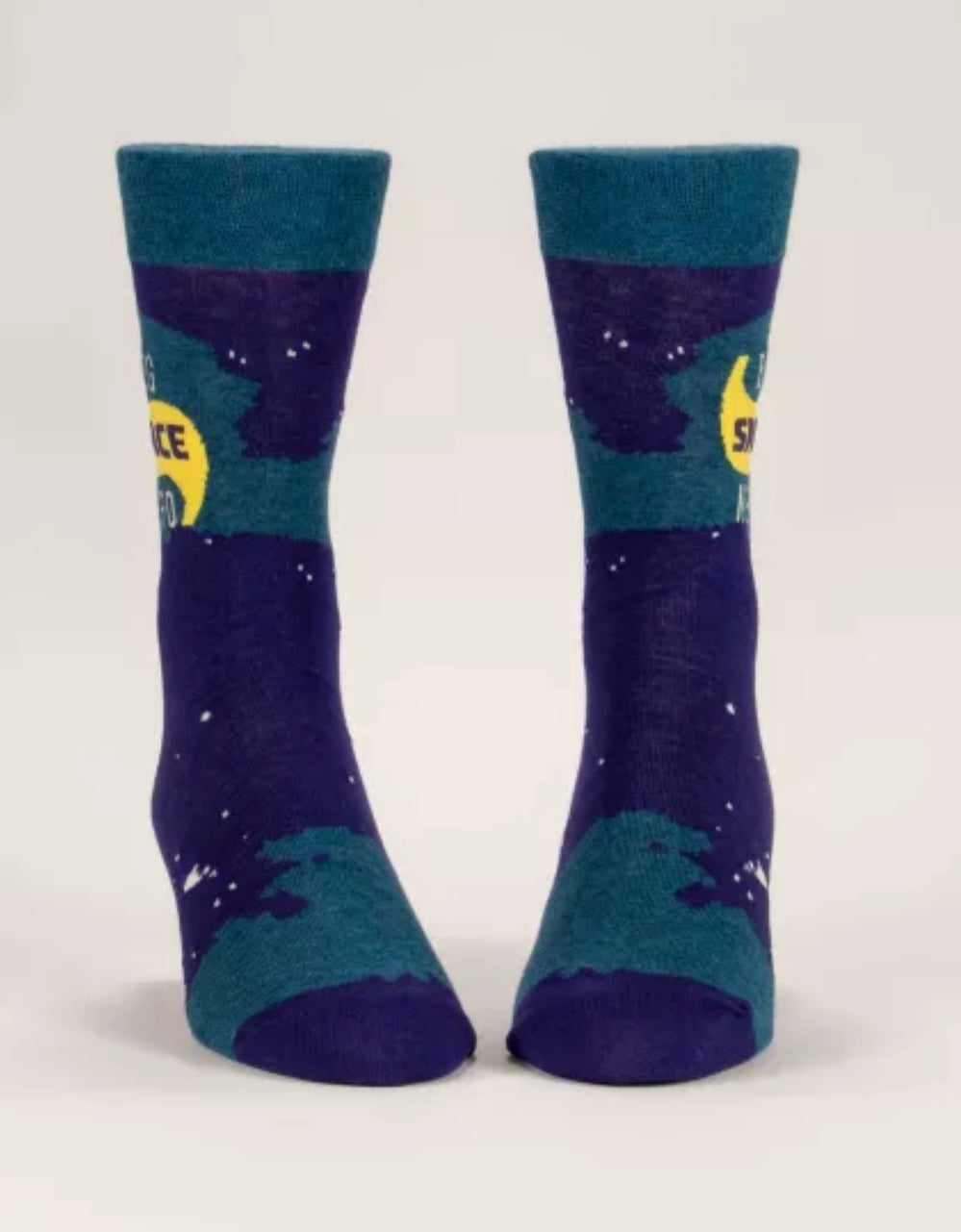 Big Space Nerd Men's Crew Novelty Blue Q Socks