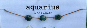 SoulKu Zodiac Collection Aquarius Moss Agate Necklace