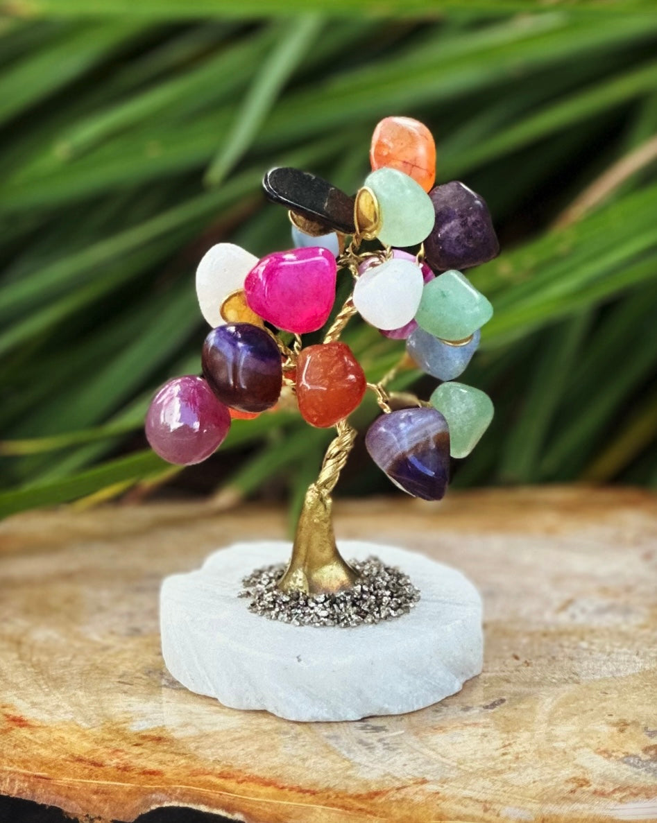 Mixed Stones Crystal Little Tree Semi-Precious Stones