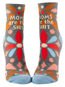 Moms are the Shit Women's Ankle Novelty Blue Q Socks