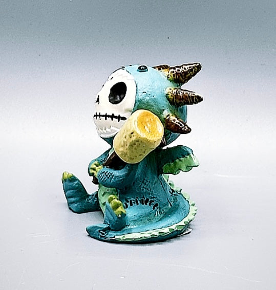 Scorchie the blue dragon Signature Skeleton Furrybones Collectible Figurine Glow Fish Studios