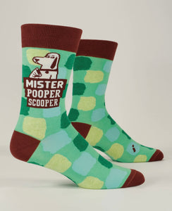 Mister Pooper Scooper Men's Crew Novelty Blue Q Socks