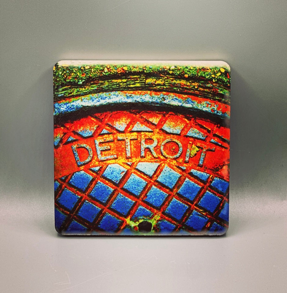 Detroit Steamhole Mural Coaster Detroit Coaster Co Glow Fish Studios
