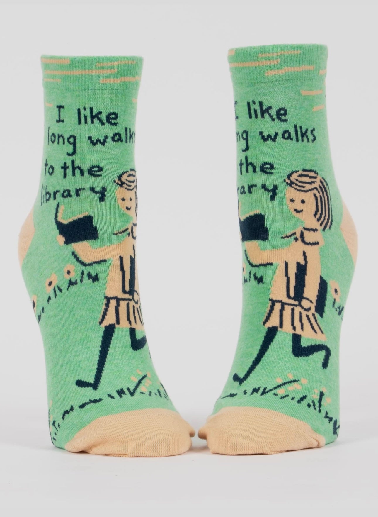 I Like Long Walks to the Library Women's Ankle Novelty Blue Q Socks