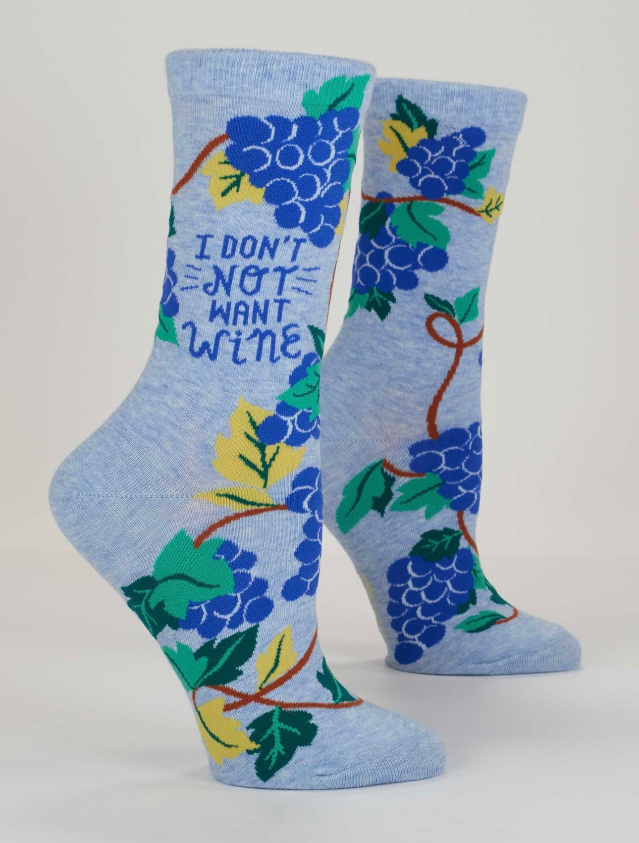I Don't Not Want Wine Women's Novelty Crew Blue Q Socks