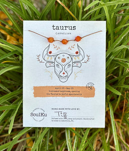 SoulKu Zodiac Collection Taurus Carnelian Necklace