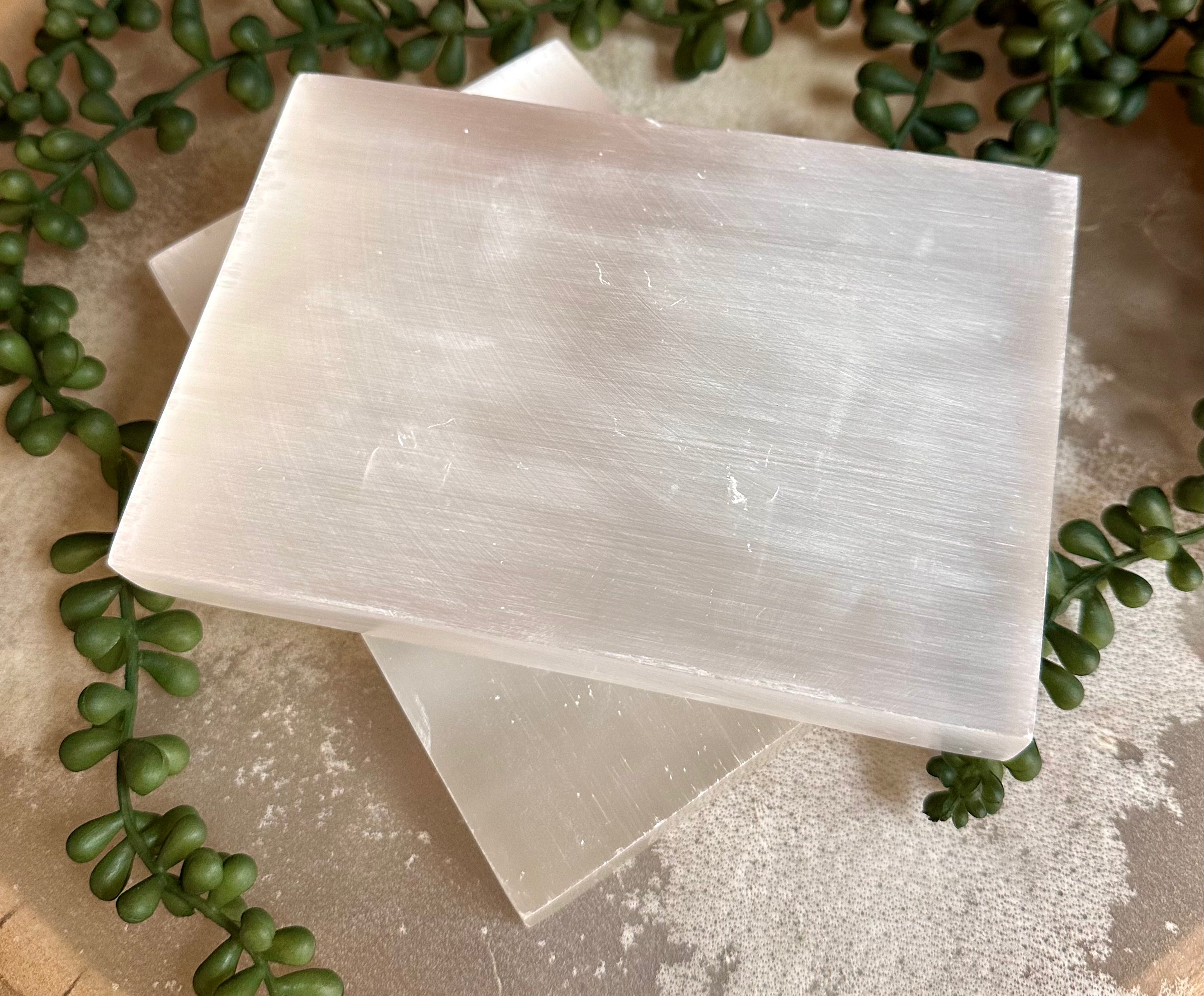 Selenite crystal tile for Purifying, Protection, and Calming