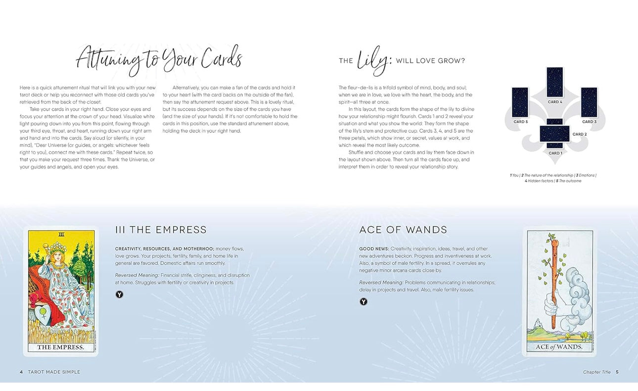 Tarot Made Simple: The Ultimate Guide to Casting Spreads and Reading the Cards by Liz Dean spiral bound hardcover