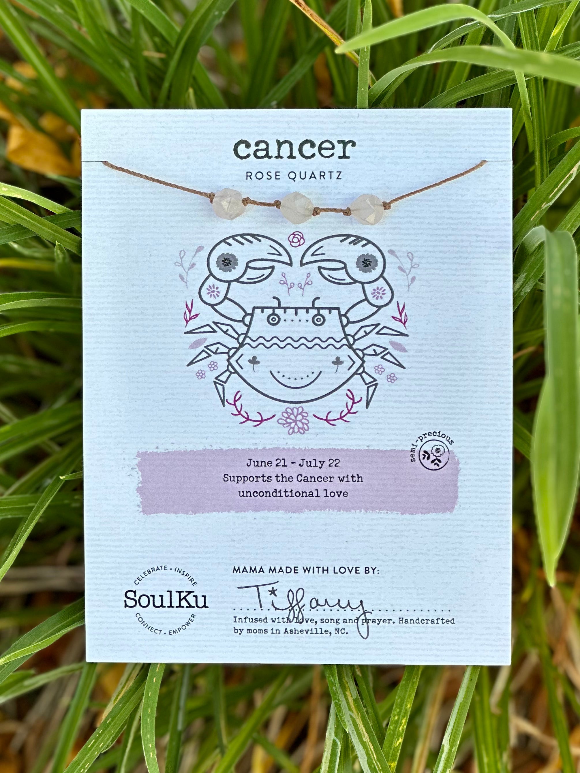 SoulKu Zodiac Collection Cancer Rose Quartz Necklace