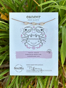 SoulKu Zodiac Collection Cancer Rose Quartz Necklace