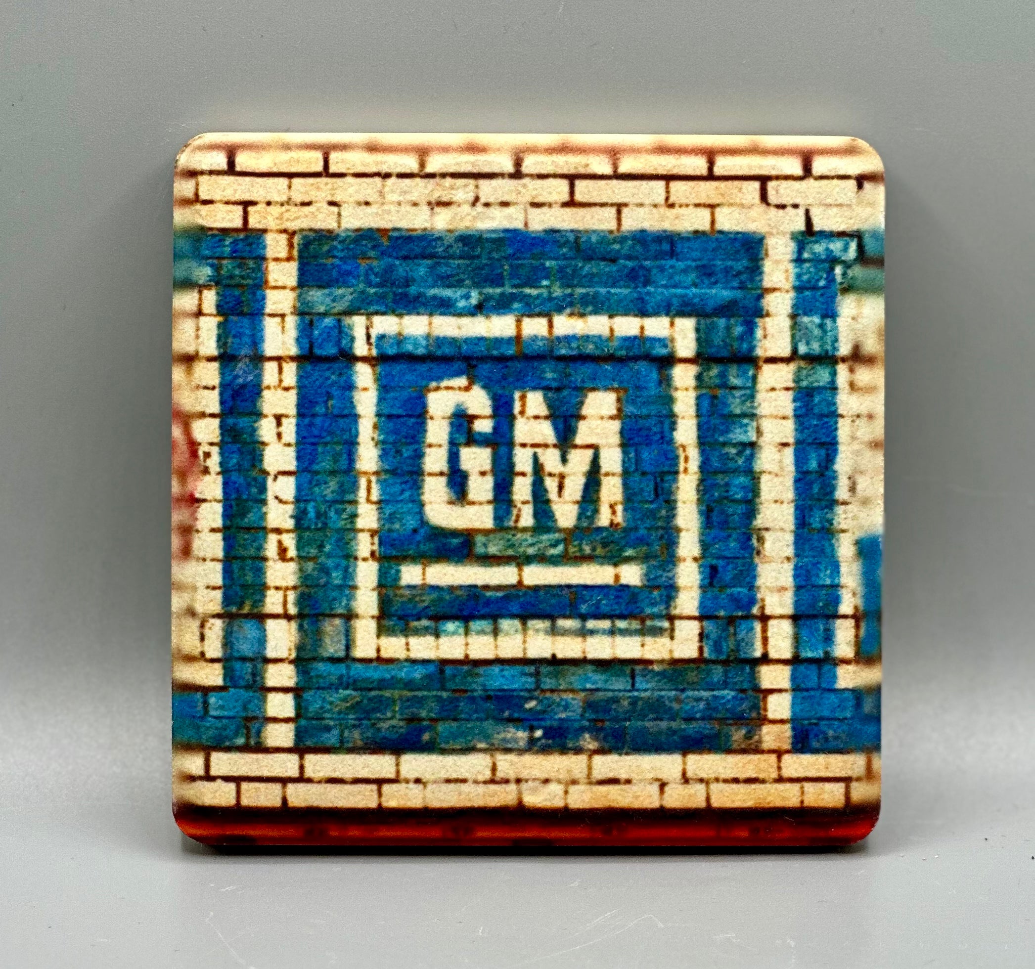 GM Brick Mural Coaster Detroit Coaster Co Glow Fish Studios