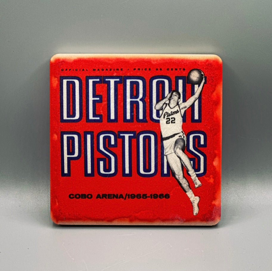 Retro Detroit Pistons Coaster Detroit Coaster Co Glow Fish Studios