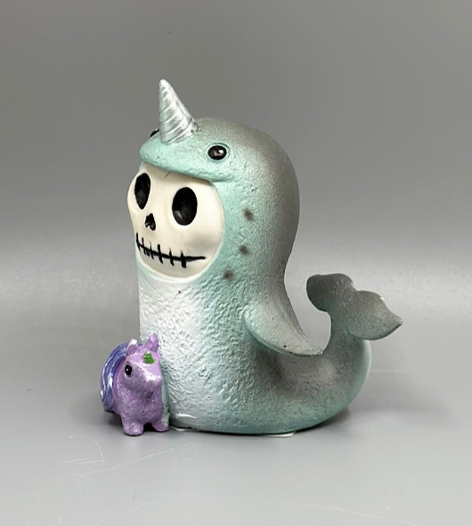 Whally the Narwhal Skeleton Furrybones Collectible Figurine Glow Fish Studios