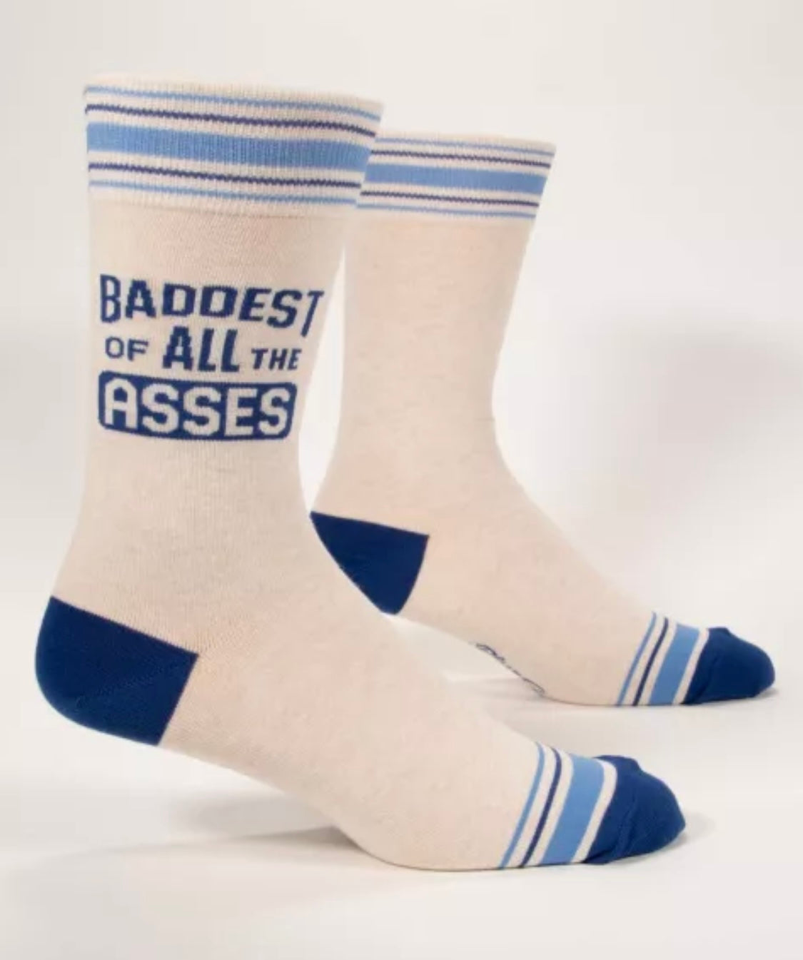 Baddest of All Asses Men's Crew Novelty Blue Q Socks