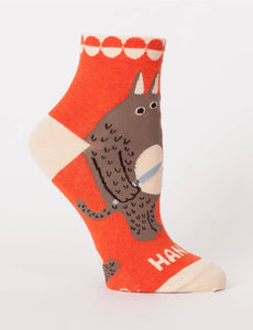 Hangry Women's Ankle Novelty Blue Q Socks