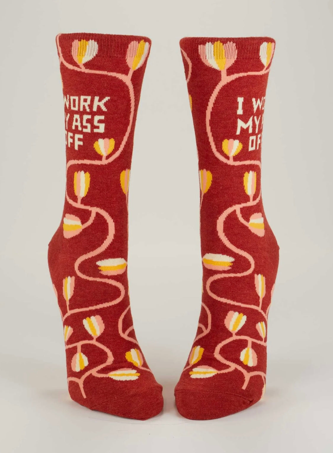 I Work My Ass Off Women's Novelty Crew Blue Q Socks