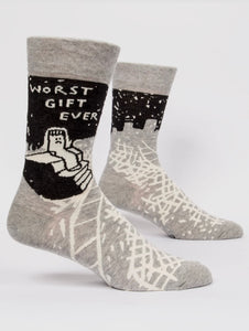 Worst Gift Ever Men's Crew Novelty Blue Q Socks