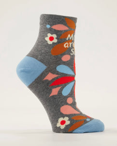 Moms are the Shit Women's Ankle Novelty Blue Q Socks