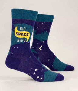 Big Space Nerd Men's Crew Novelty Blue Q Socks
