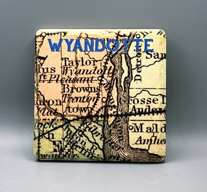 Wyandotte Map Coaster Detroit Coaster Co Glow Fish Studios