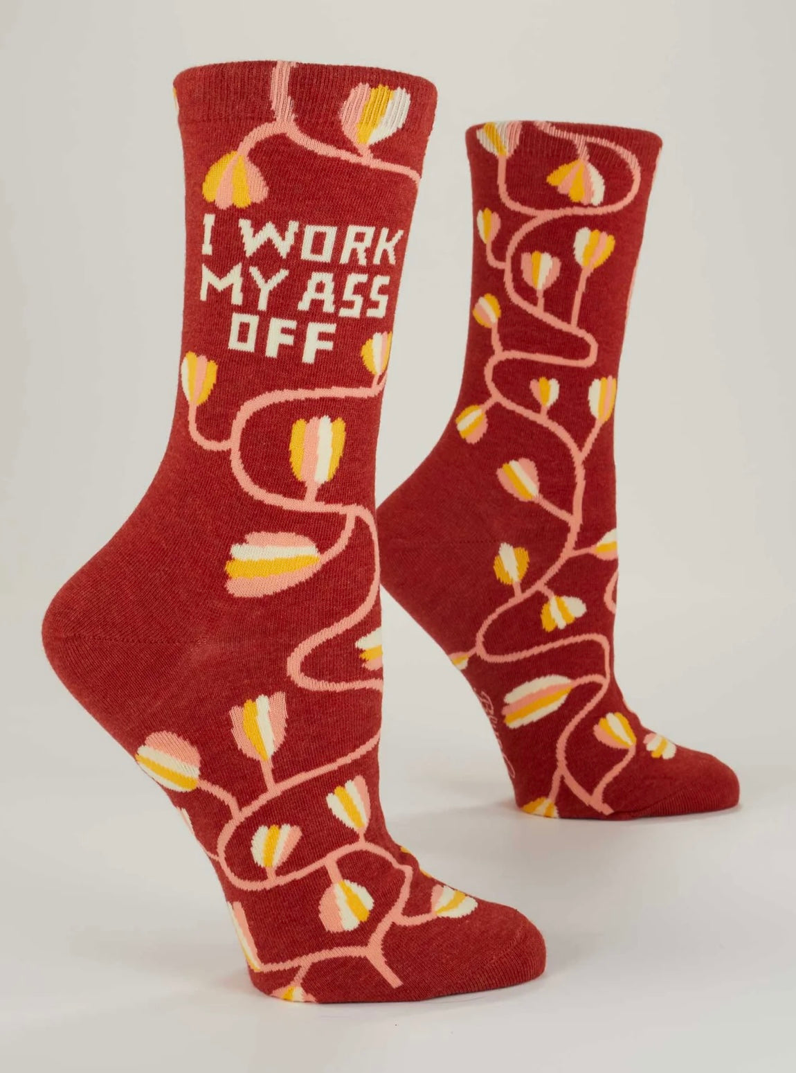 I Work My Ass Off Women's Novelty Crew Blue Q Socks