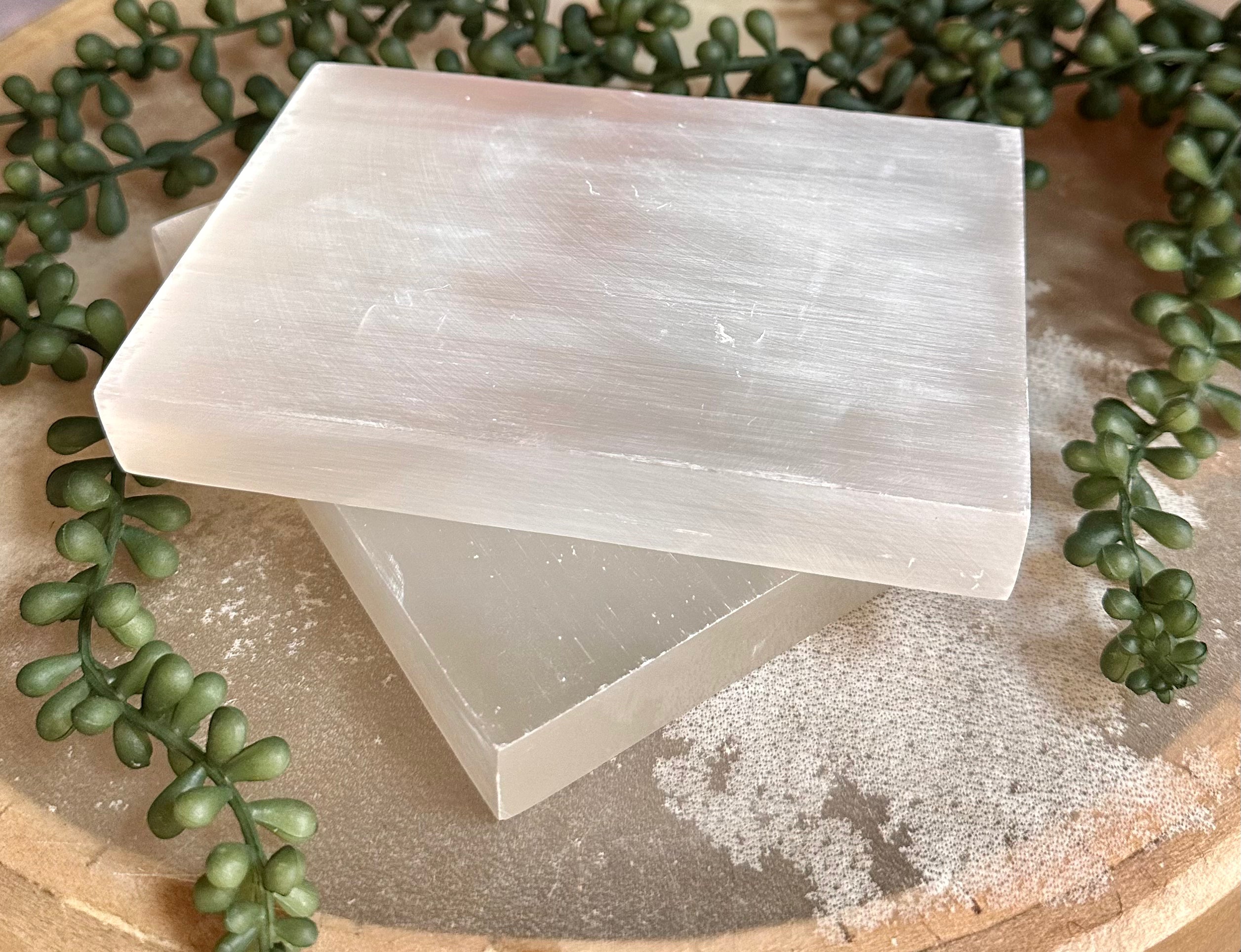 Selenite crystal tile for Purifying, Protection, and Calming