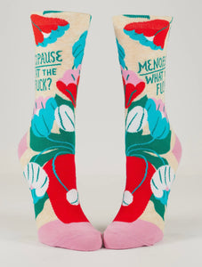 Menopause What the Fuck?  Women's Crew Novelty Blue Q Socks