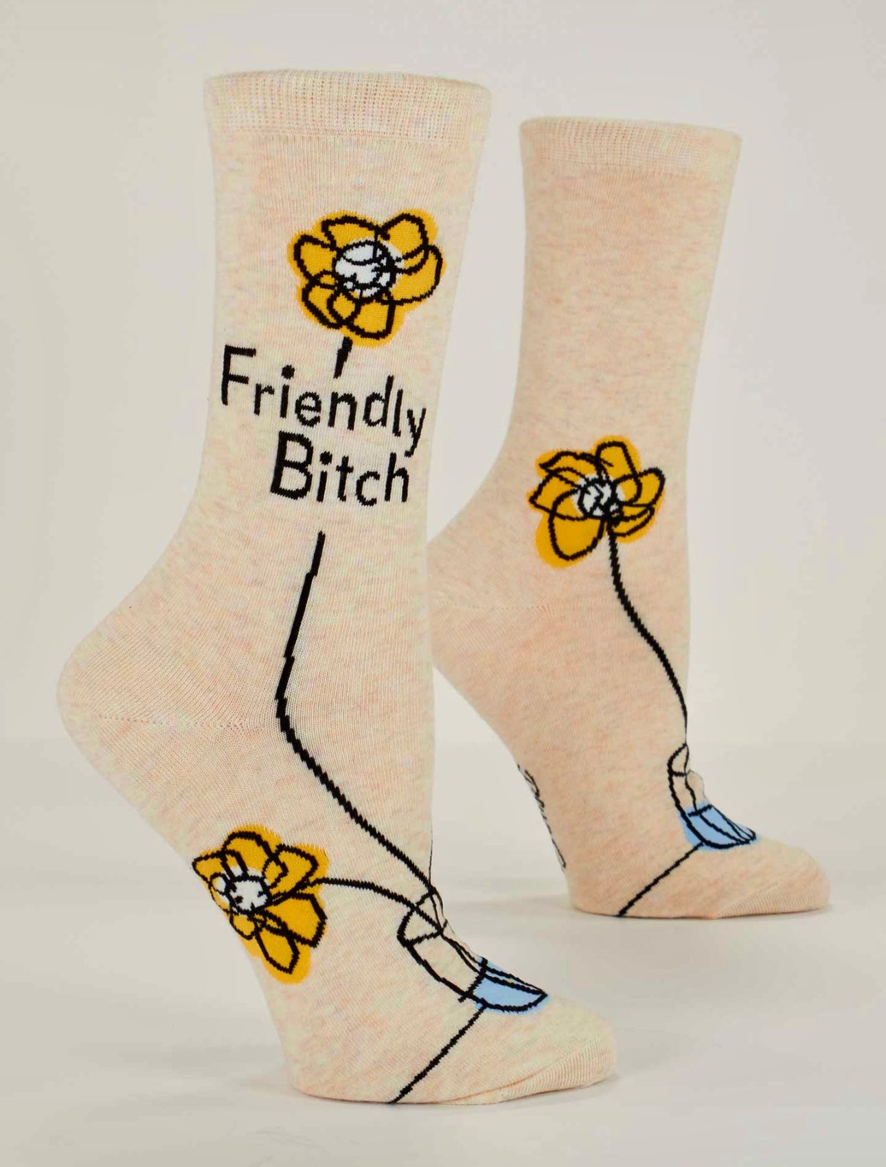 Friendly Bitch Women's Novelty Crew Blue Q Socks