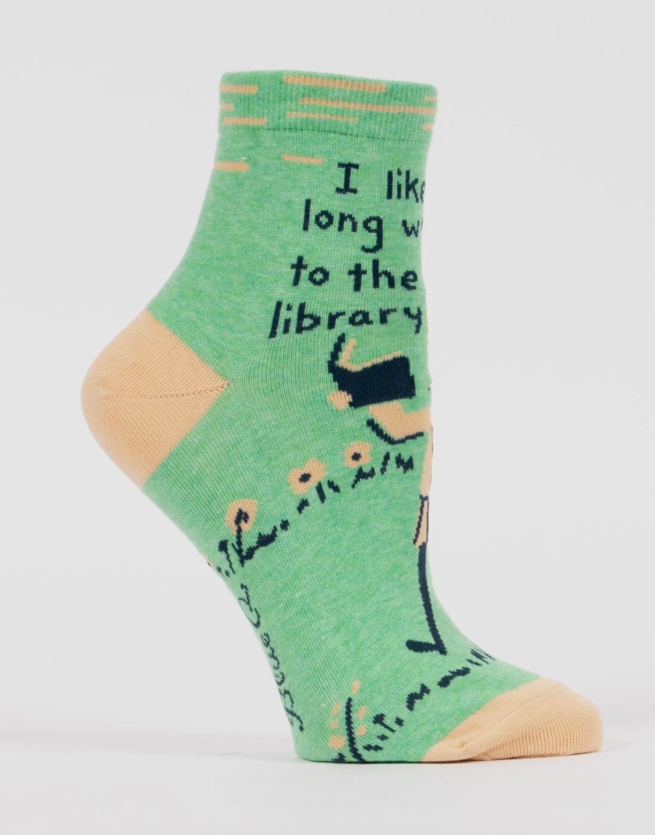 I Like Long Walks to the Library Women's Ankle Novelty Blue Q Socks