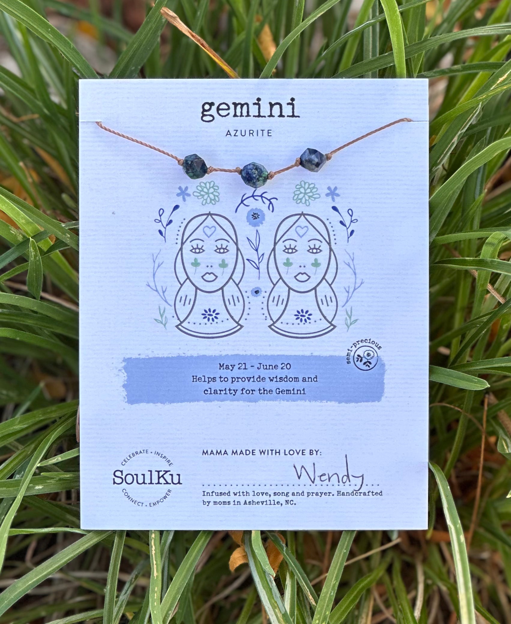 SoulKu Zodiac Collection Gemini Azurite Necklace