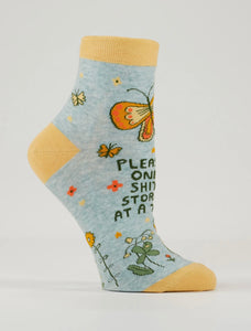 Please, One Shit Storm at a Time Women's Ankle Novelty Blue Q Socks