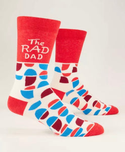 The Rad Dad Men's Crew Novelty Blue Q Socks