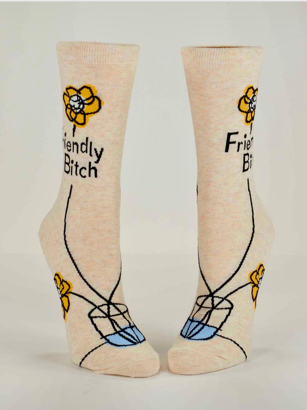 Friendly Bitch Women's Novelty Crew Blue Q Socks