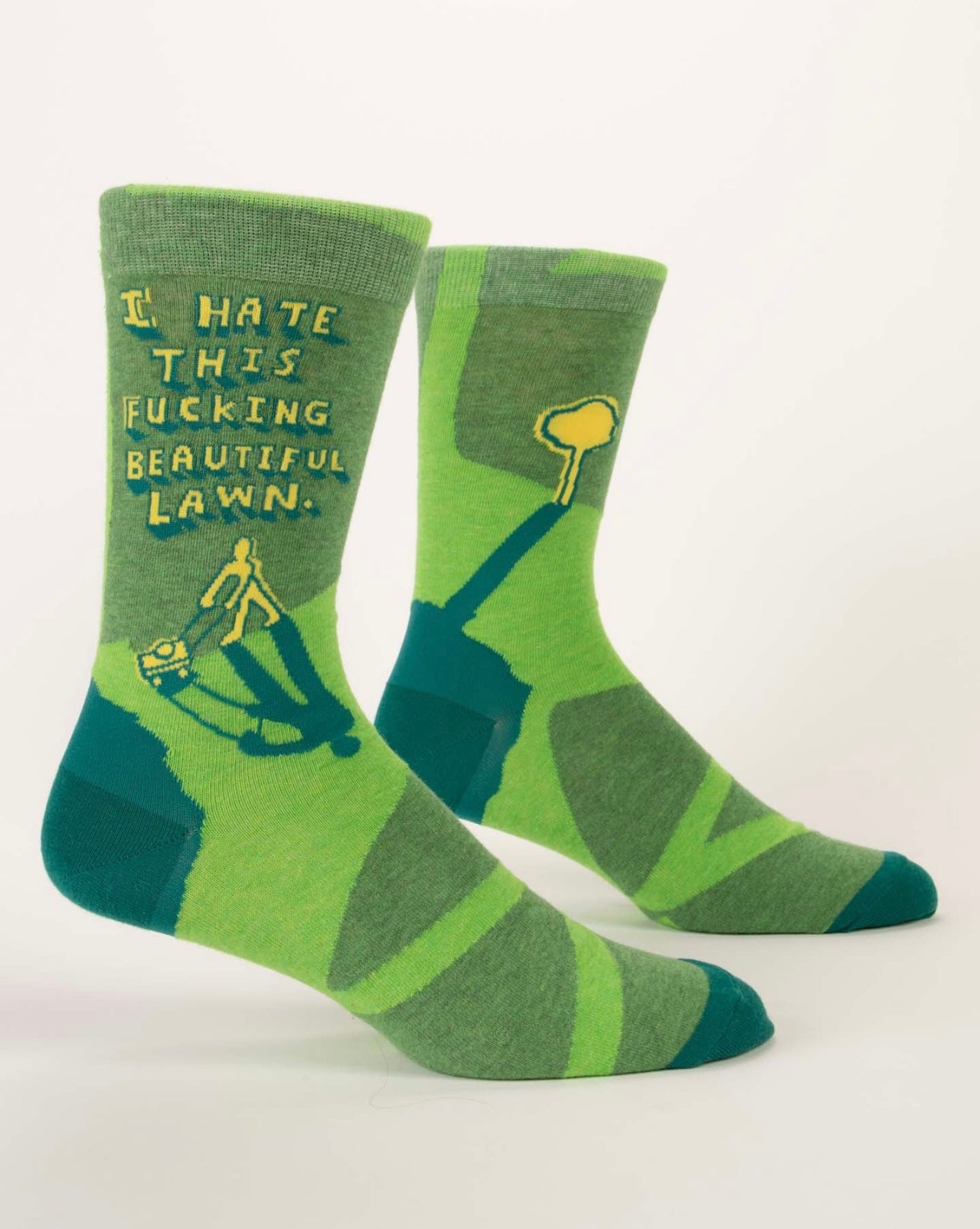 I Hate This Fucking Beautiful Lawn Men's Crew Novelty Blue Q Socks