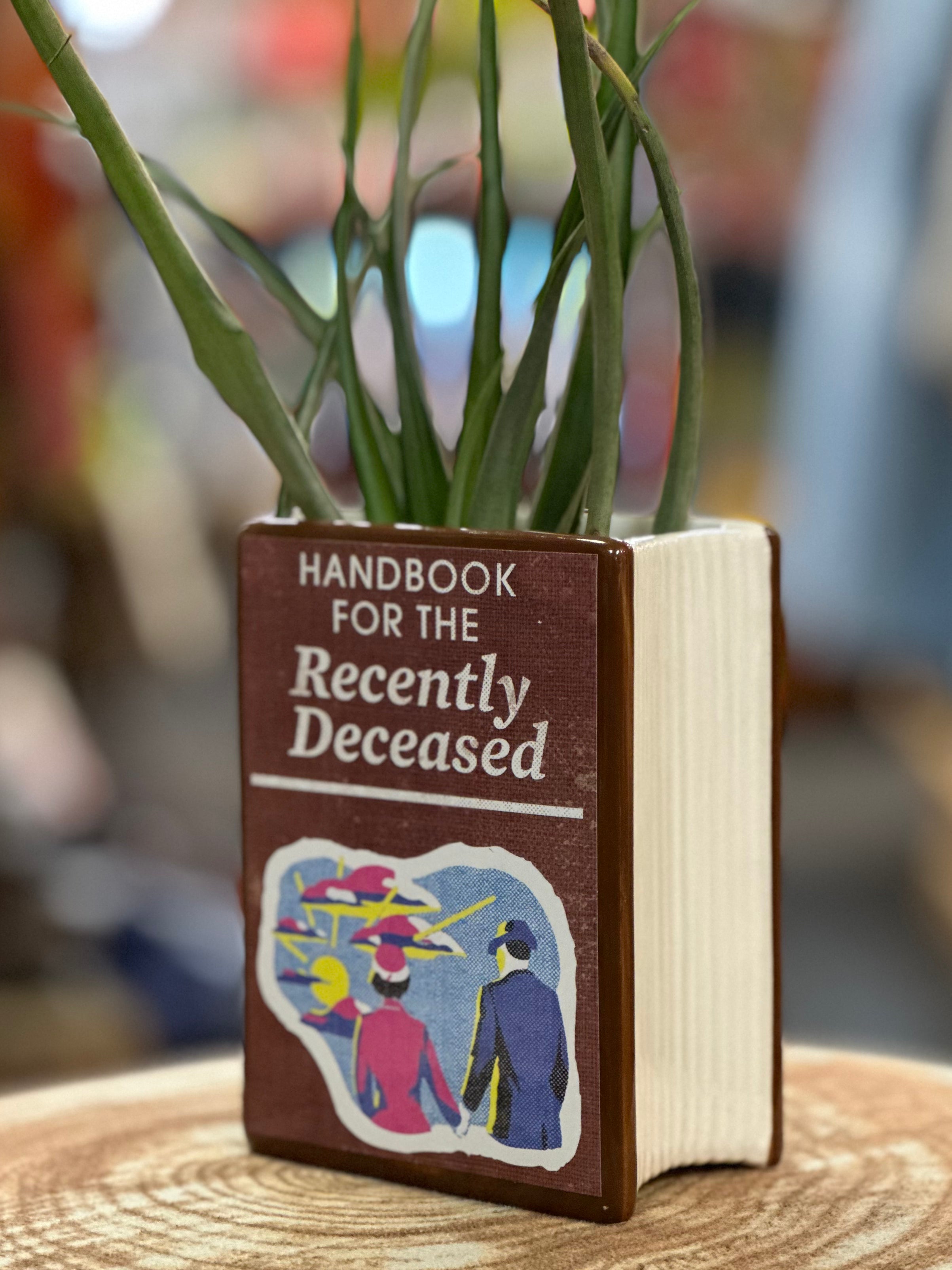 Handbook for the Recently Deceased Book Vase, Pencil Holder, Vase or Planter