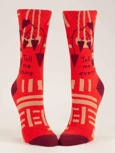 Tell Me Everything Women's Crew Novelty Blue Q Socks