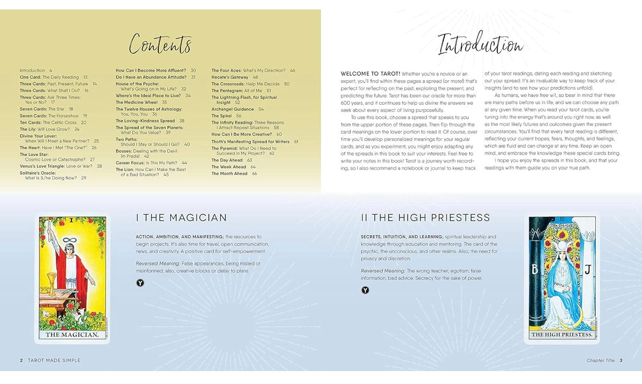Tarot Made Simple: The Ultimate Guide to Casting Spreads and Reading the Cards by Liz Dean spiral bound hardcover