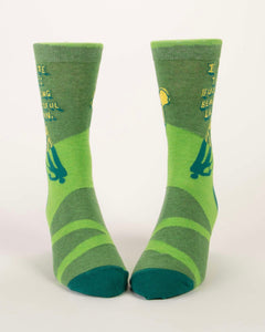 I Hate This Fucking Beautiful Lawn Men's Crew Novelty Blue Q Socks