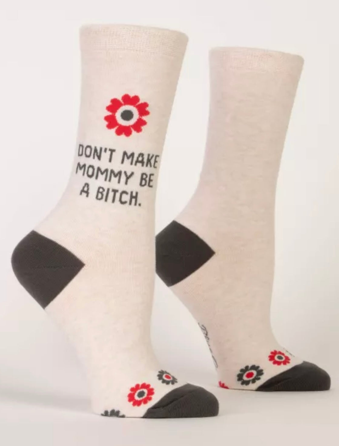 Don't Make Mommy be a Bitch Women's Crew Novelty Blue Q Socks