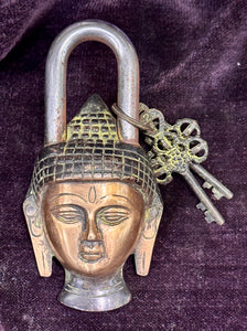 Tibetan Antiqued Brass Lock Lord Budha