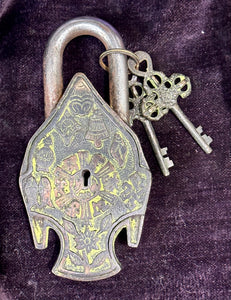 Tibetan Antiqued Brass Lock Lord Budha