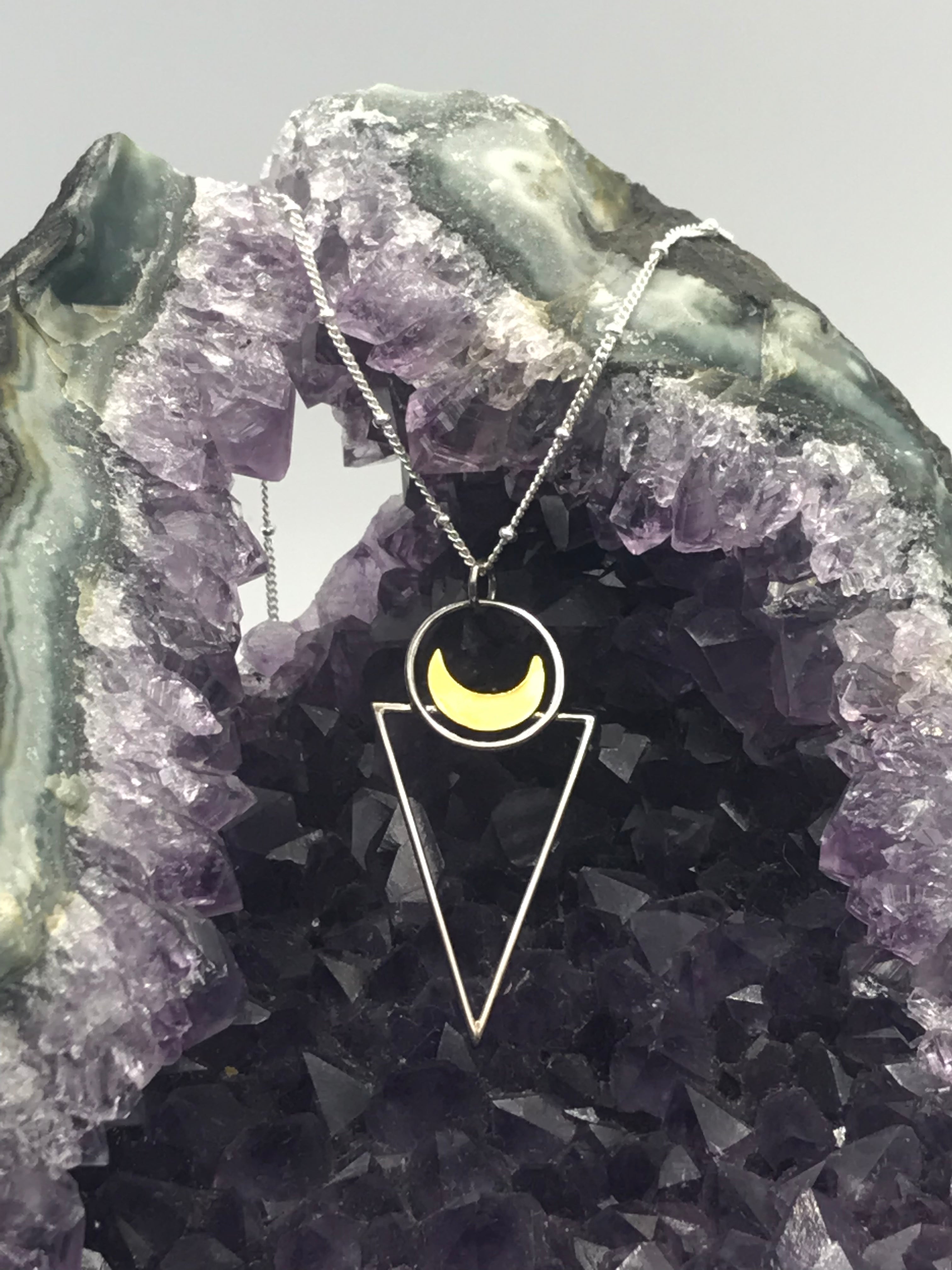 Lunar Geometric Sterling Silver Pendant and chain