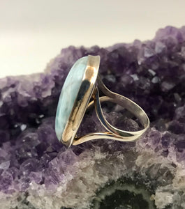 Larimar Gemstone Sterling Silver Ring size 9