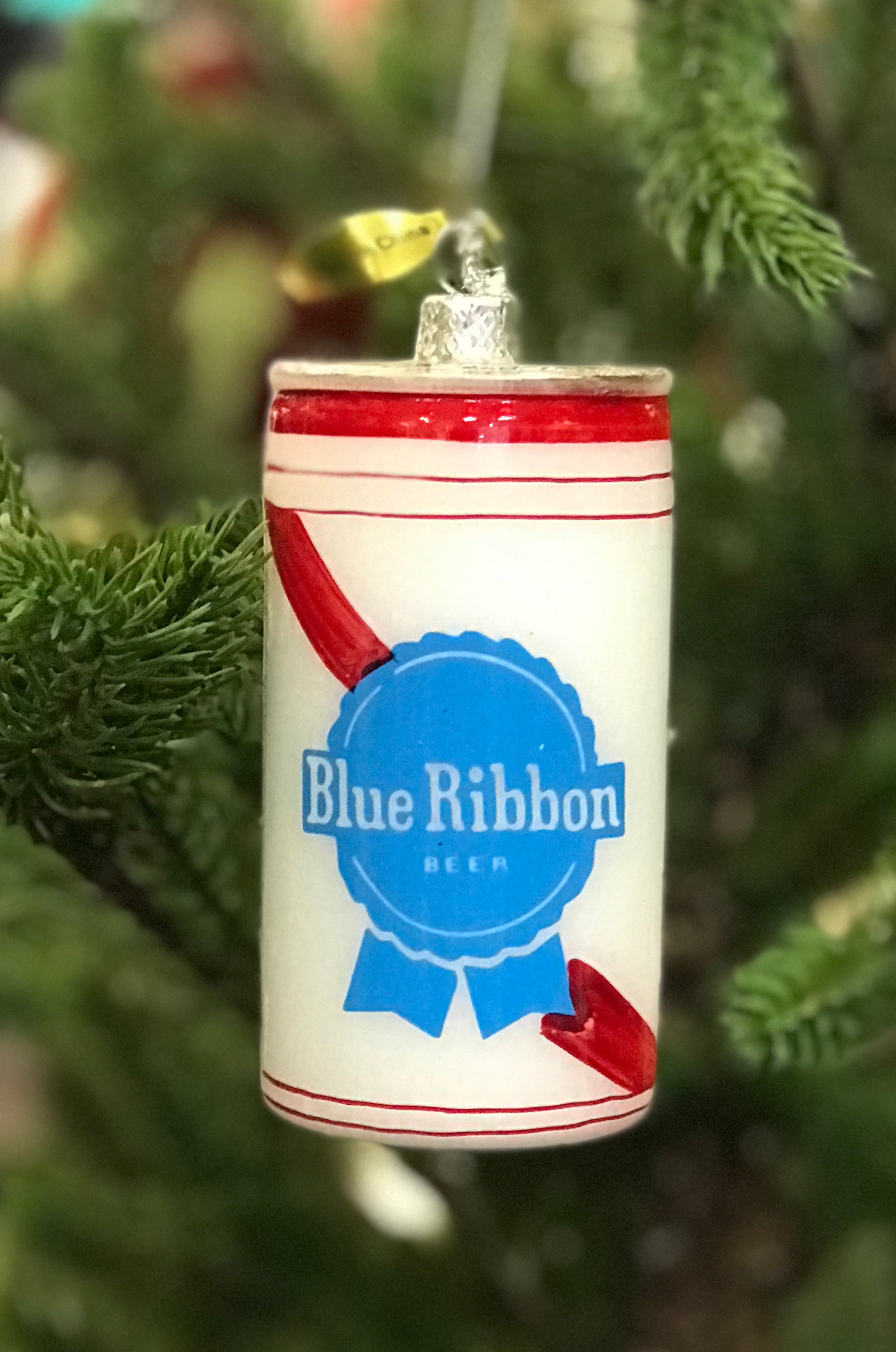 Blue Ribbon Beer Glass Holiday Ornament