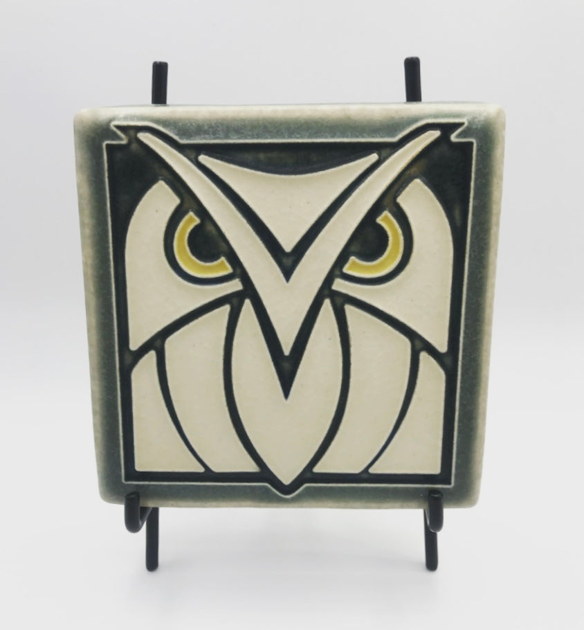 Motawi Tileworks 4x4 Owl Grey White