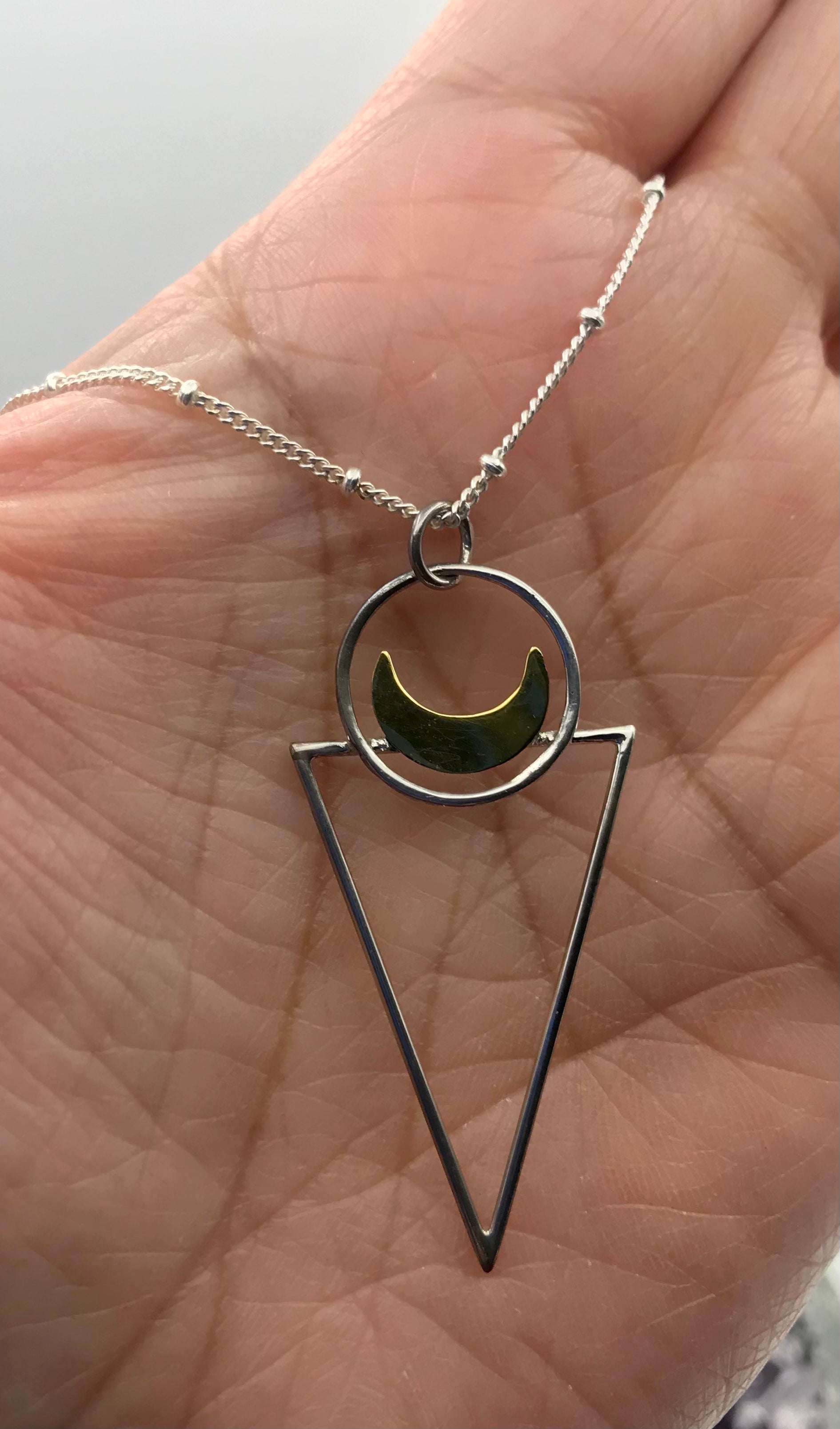 Lunar Geometric Sterling Silver Pendant and chain